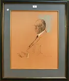 Bernie Fuchs, Ben Hogan' (Portrait of the Golfer), pencil and pastel