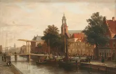 John Frederick Hulk, View of a Canal in Amsterdam, oil on panel