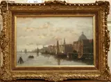 John Frederick Hulk, Amsterdam' (View of the Town from a Canal), oil on panel