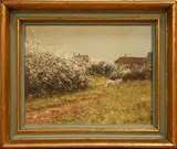 Edward Dawson, Blackthorn, Church Knowle' (Horse and Figure beside a Path), oil on board