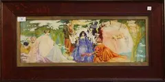 Amy Sawyer, Fantasy Queen seated in a Throne with Attendants, 1901, watercolour and gouache