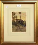 Robert Charles Goff, Eastern View with Figures wearing Traditional Costume excavating a Desert Site, 1897, watercolour