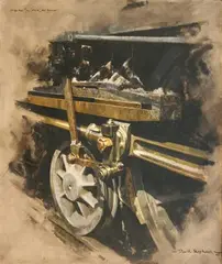 David Shepherd, Study for "Oil 'Muck' and Sunlight, oil on canvas