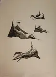 Lynn Chadwick, Seated Figures, monochrome lithograph