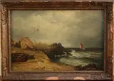 Edmund Thornton Crawford, Drying a Net in Cove, 1861, oil on canvas