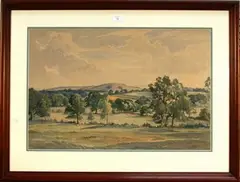Edwin Harris, View over Sussex Downs, 1949, watercolour