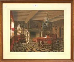 Allen Edward Everitt, Interior of the Brewers' Corporation Hall, Antwerp, watercolour