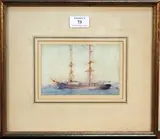 Henry Scott Tuke, Study of a Schooner at Falmouth, watercolour