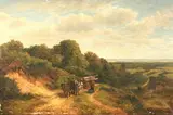 George Vicat Cole, Homewards, Haslemere, Surrey with Logging Team on a Hilly Path, 1875, oil on canvas