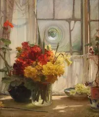 James Valentine Jelley, A Cottage Window, oil on canvas