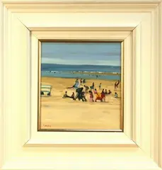 Beach at Newquay, Cornwall by John Morris, oil on canvas-board, sold Mar 2011