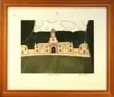 Julian Trevelyan, Wallington, Clock Tower, etching with aquatint printed in colours