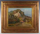 Vincenzo Laricchia, Italian Hillside Town, oil on canvas