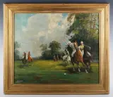 H.F. Scott, Polo Players, oil on canvas