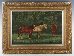Oscar M. Brown, Four Horses, oil on canvas