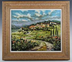 Michael J. Sanders, Extensive Italian Landscape with Village, oil on board
