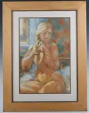Marion Wilcocks, Seated Female Nude, late 20th/early 21st century oil on canvas-board