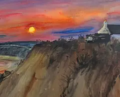 Sunset, Catterline by Annette Jean Stephen, watercolour with gouache, sold Oct 2024