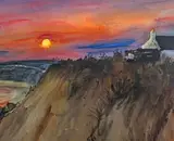Annette Jean Stephen, Sunset, Catterline, watercolour with gouache