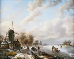 David Ronald, Dutch Winter Landscape, oil on panel