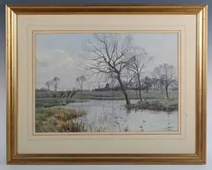Robert Winchester Fraser, Bidderton Church, Beds, watercolour