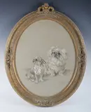 Marjorie Turner, Two dogs: A Pekingese and a Chihuahua, pencil