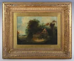 A Cottage in a Wooded Landscape by G. Garty, oil on canvas, sold Oct 2024