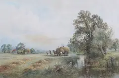 Henry John Kinniard, Hay Field near Bury, Sussex, watercolour heightened with bodycolour