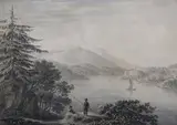 Anthony Devis, Anglers in a Lakeland Landscape, monochrome watercolour over pencil on laid paper