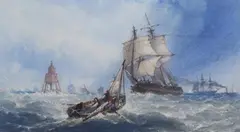 John Connell Ogle, Spider Light between Harwich and Southend, 1872, watercolour