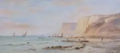 Lennard Lewis, Sailing Vessels off a Coast, watercolour