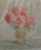 Oscar de Bernadotte, Still Life with Flowers in a Vase, early/mid-20th century oil on canvas-board
