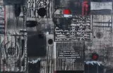 Leonard Charles Renton, Black and White with Red, mixed media with charcoal