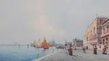 Vittorio Arcolin, A View of the Doges’ Palace and Paglia Bridge from the Riva degli Schlavoni, Venice, watercolour with gouache