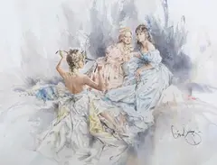 Gordon King, Three Female Figures wearing Dresses, watercolour