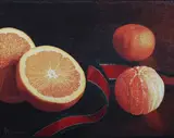 D. Forshaw, Still Life with Oranges, oil on canvas-board