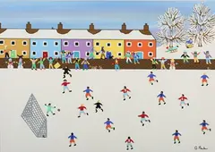 Gordon Barker, Winter Football Match, 21st century acrylic on paper