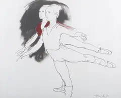 Trevor Willoughby, Ballet Dancers, charcoal with pastel