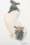 Trevor Willoughby, Female Nude with Stockings, watercolour over pencil