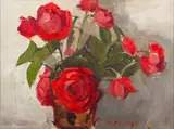 Trevor Willoughby, Red Roses, oil on canvas
