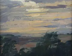 Sunset, Ireland by Peter John Garrard, oil on board, sold Aug 2024