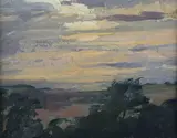 Peter John Garrard, Sunset, Ireland, oil on board