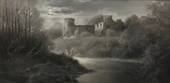 Bothwell Castle, Moonlight by James Walter Gozzard, oil on canvas, sold Aug 2024