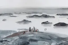 Emmanuel Levy, Bathers (Portugal), watercolour