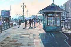 Mark Topham, Brighton Seafront and Promenade looking West, 21st century oil on canvas