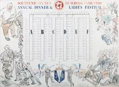 David Kemp, Southend-on-Sea Building Industry’ (1951 Festival of Britain), a pair of mid-20th century pen with ink and watercolour