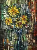 Arthur Sarkissian, Still Life of Flowers in a Vase, 1972, oil on canvas