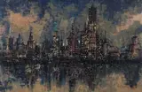 Paul Mann, Cityscape Nocturne, oil on canvas