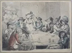 Samuel Collings, Bawdy Scene with Figures around a Table, watercolour