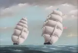 Christopher J. Guise, American and British Clippers off the Scilly Isles, oil on board